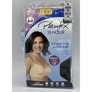 Playtex 18 Hour Smoothing Minimizer 4697 Wirefree Bra 40DDD Black Perfect Shape